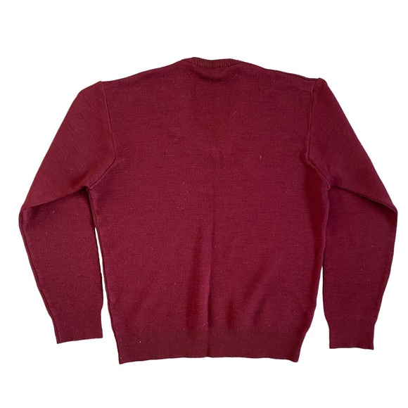 Joe Filis Vintage V Neck Wool Sweater Size Small Burgundy Red Color Pullover - Picture 4 of 7